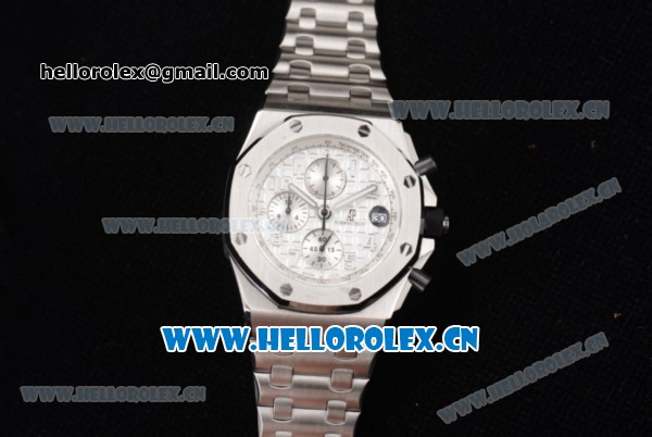 Audemars Piguet Royal Oak Offshore Seiko VK67 Quartz Stainless Steel Case/Bracelet with Silver Dial and Arabic Numeral Markers - Click Image to Close
